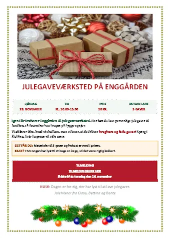 Enggården - Julegaveværksted - Klik for at tilmelde dig