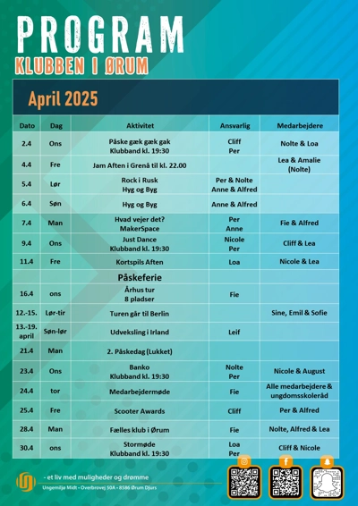 April Klubkalender Ørum