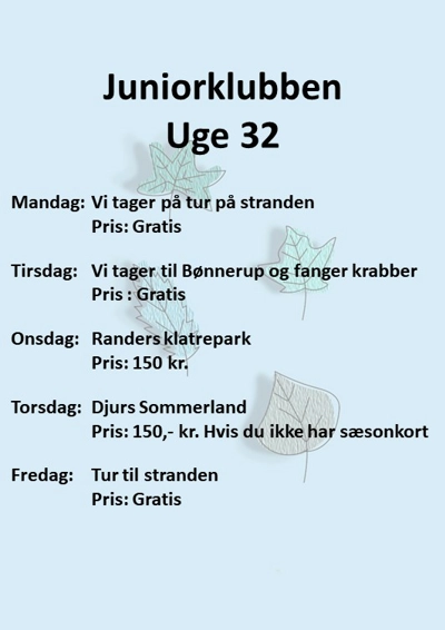 Plakat til uge 32 i Juniorklubben