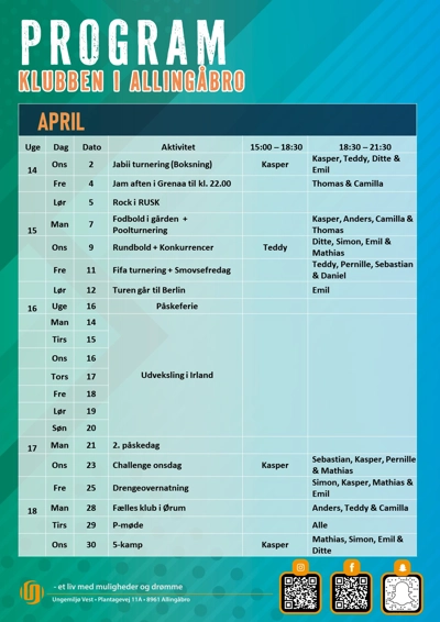 April Klubkalender Allingåbro