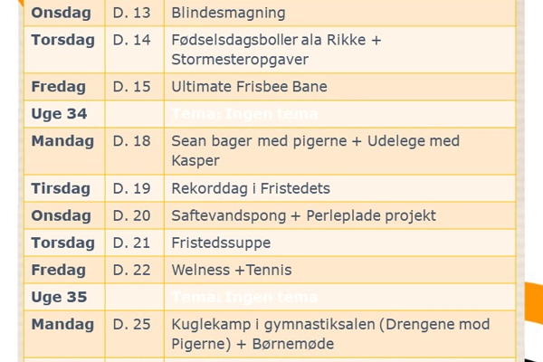 Aktivitetsplan Fristedet